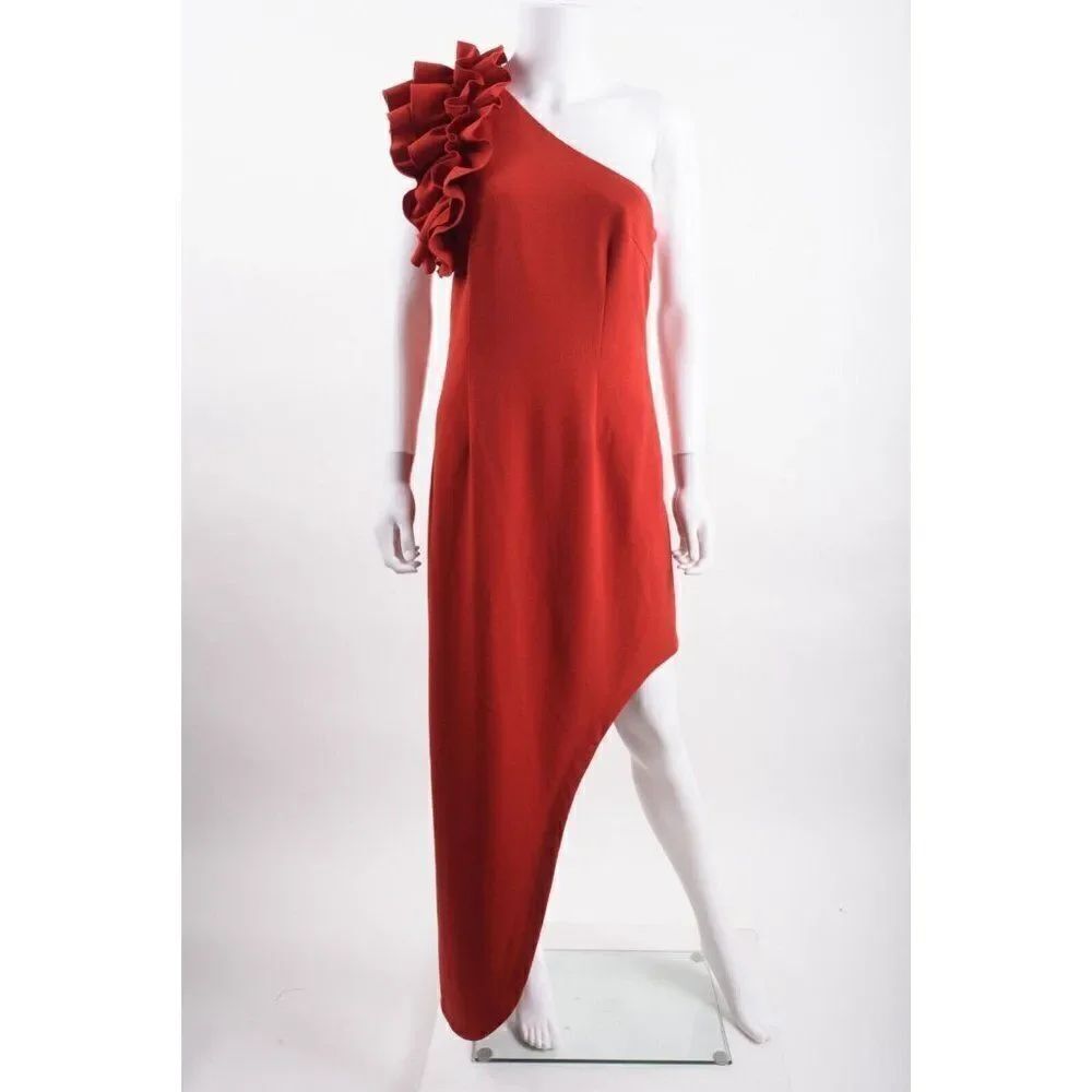 Elliatt Womens Womanism Red Midi Dress Gown One Shoulder Sz L Large NWT